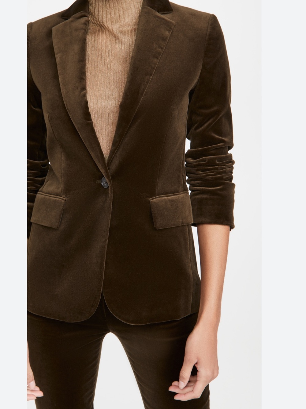 Frame Velveteen Blazer Velvet 6 Forest Brown